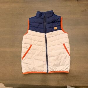 American Hawk Boys Puffer Vest - Colorblock Navy/White/Brown - Size 4T